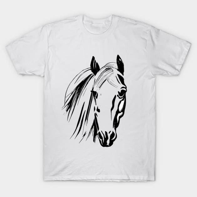 Head of noble horse with flowing mane T-Shirt by Hujer